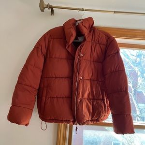 Loft puffer jacket size medium, rust colored